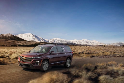 Chevy Traverse with mountains in the background