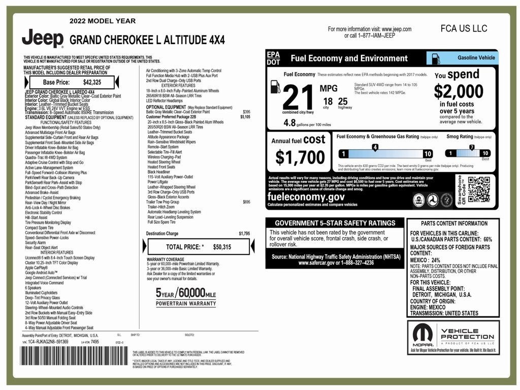 2022 Jeep Grand Cherokee L Altitude 4x4