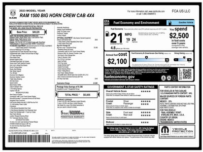 2023 RAM 1500 Big Horn Crew Cab 4x4 5'7" Box