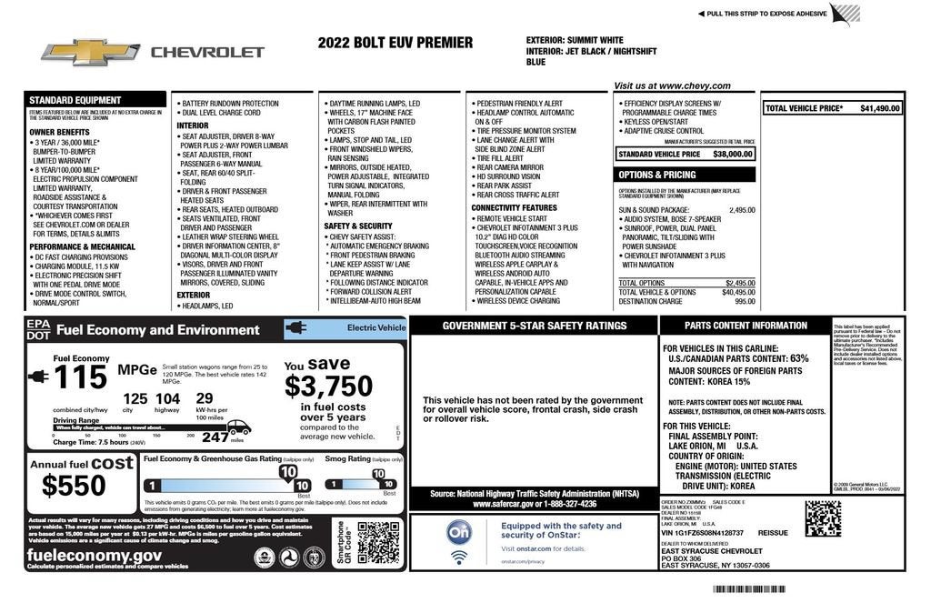 2022 Chevrolet Bolt EUV Premier