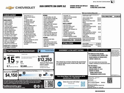 2026 Chevrolet Corvette Z06 2LZ