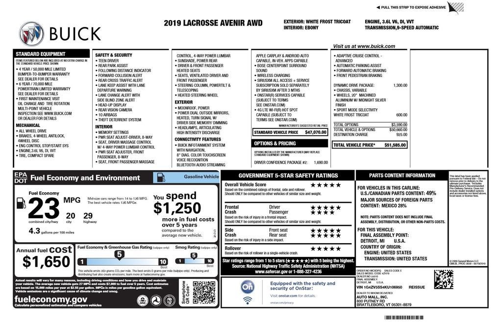 2019 Buick LaCrosse Avenir