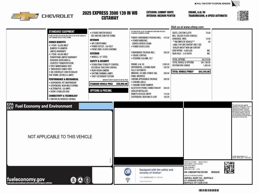 2025 Chevrolet Express Cutaway 3500 1WT