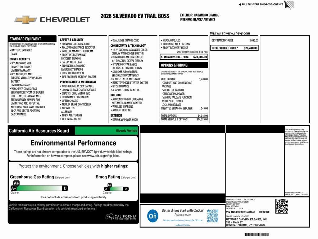 2026 Chevrolet Silverado EV Trail Boss - Extended Range
