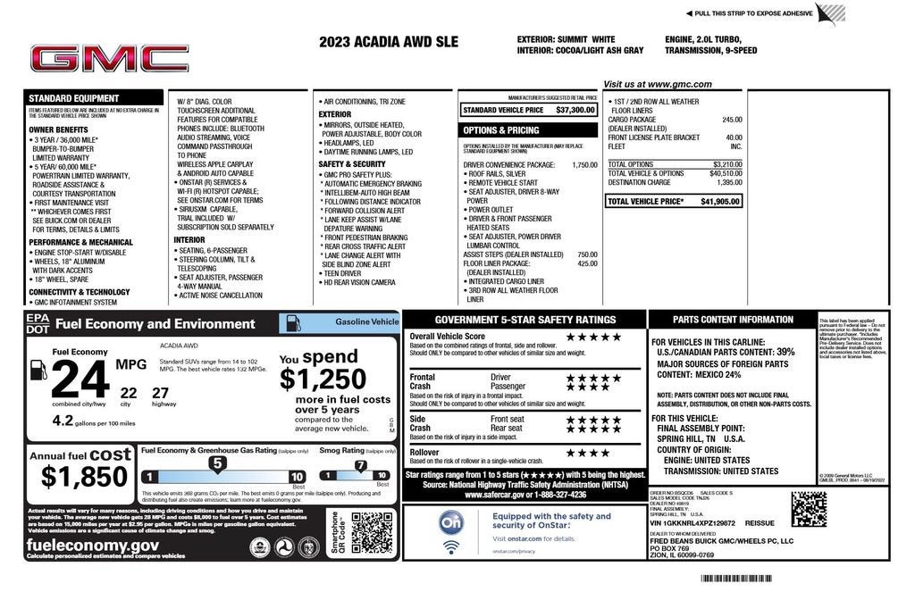 2023 GMC Acadia SLE