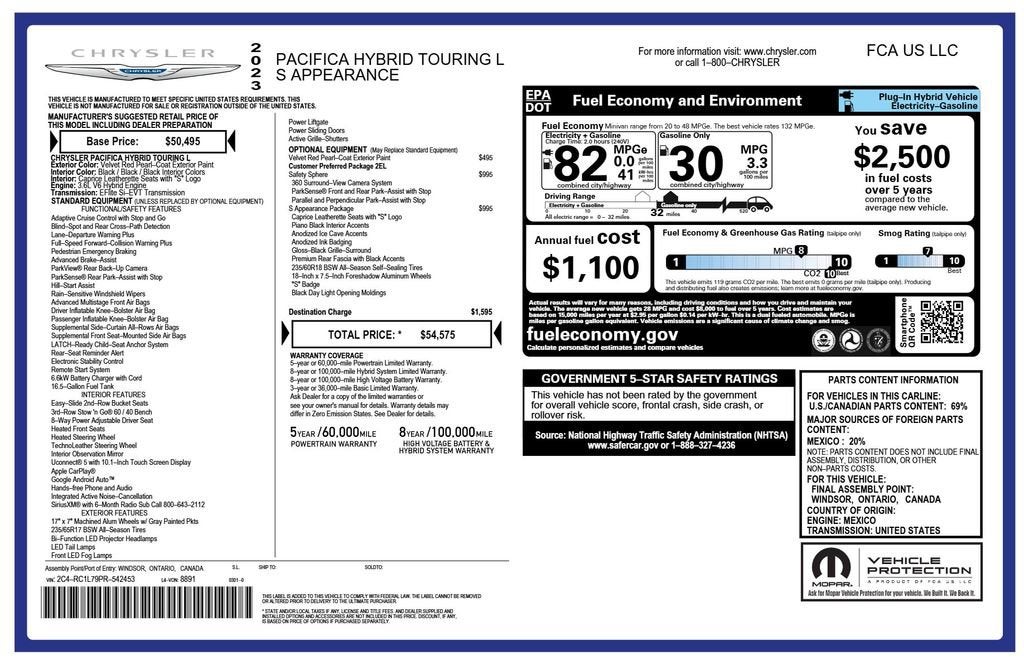 2023 Chrysler Pacifica Hybrid Touring L
