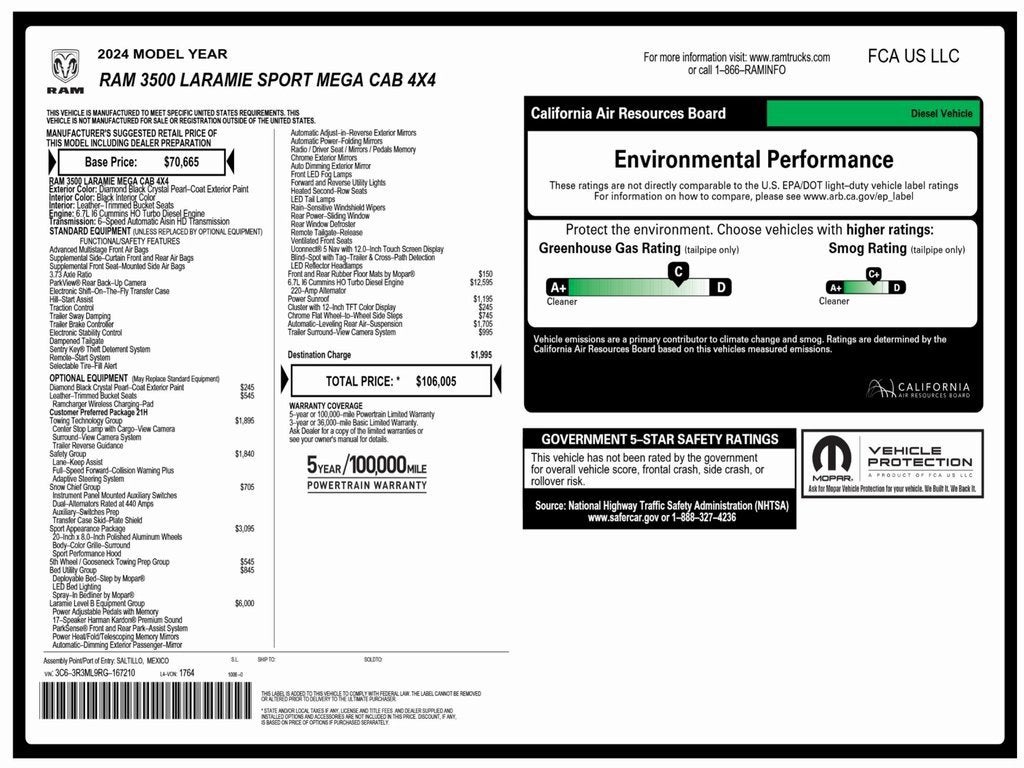 2024 RAM 3500 Laramie Mega Cab 4x4 6'4" Box