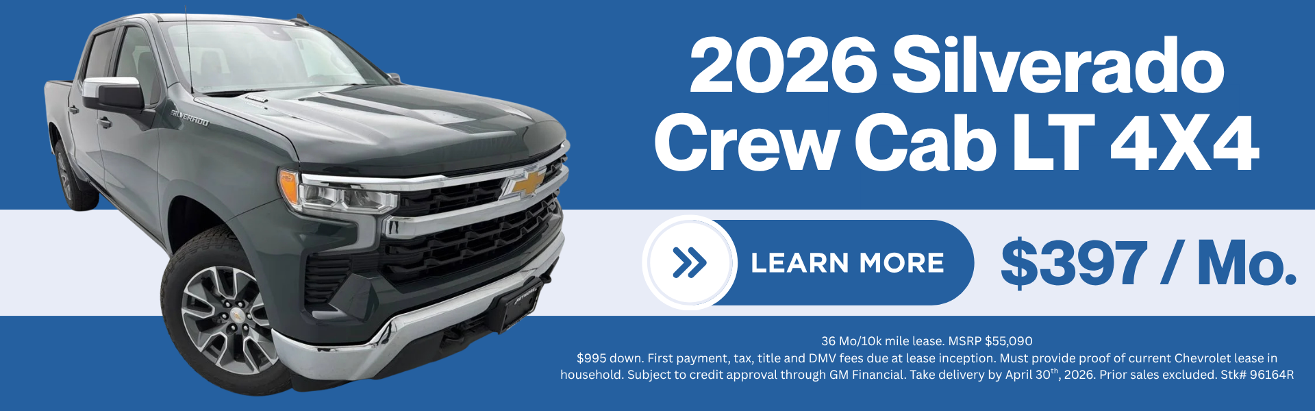 Lease Deal For A 2026 Silverado Crew Cab LT 4x4